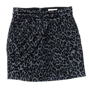 Sea New York Mini Skirt Leopard Print Side Pleated Zip Close Ruched Acrylic 2